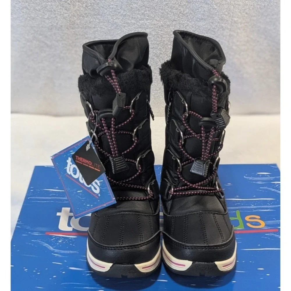 totes Alpine Mackenzie Girls Waterproof Warm Winter Snow Boots Black Youth Sz 12